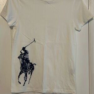 Ralph Lauren White and Blue Short Sleeve Tee